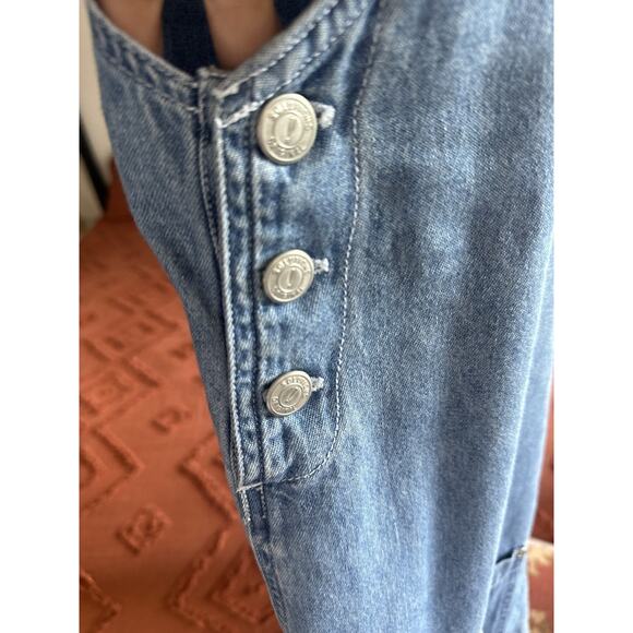 Vintage 90’s Size Small 100% Cotton Denim Jumper Overall Dress - Picture 3 of 6